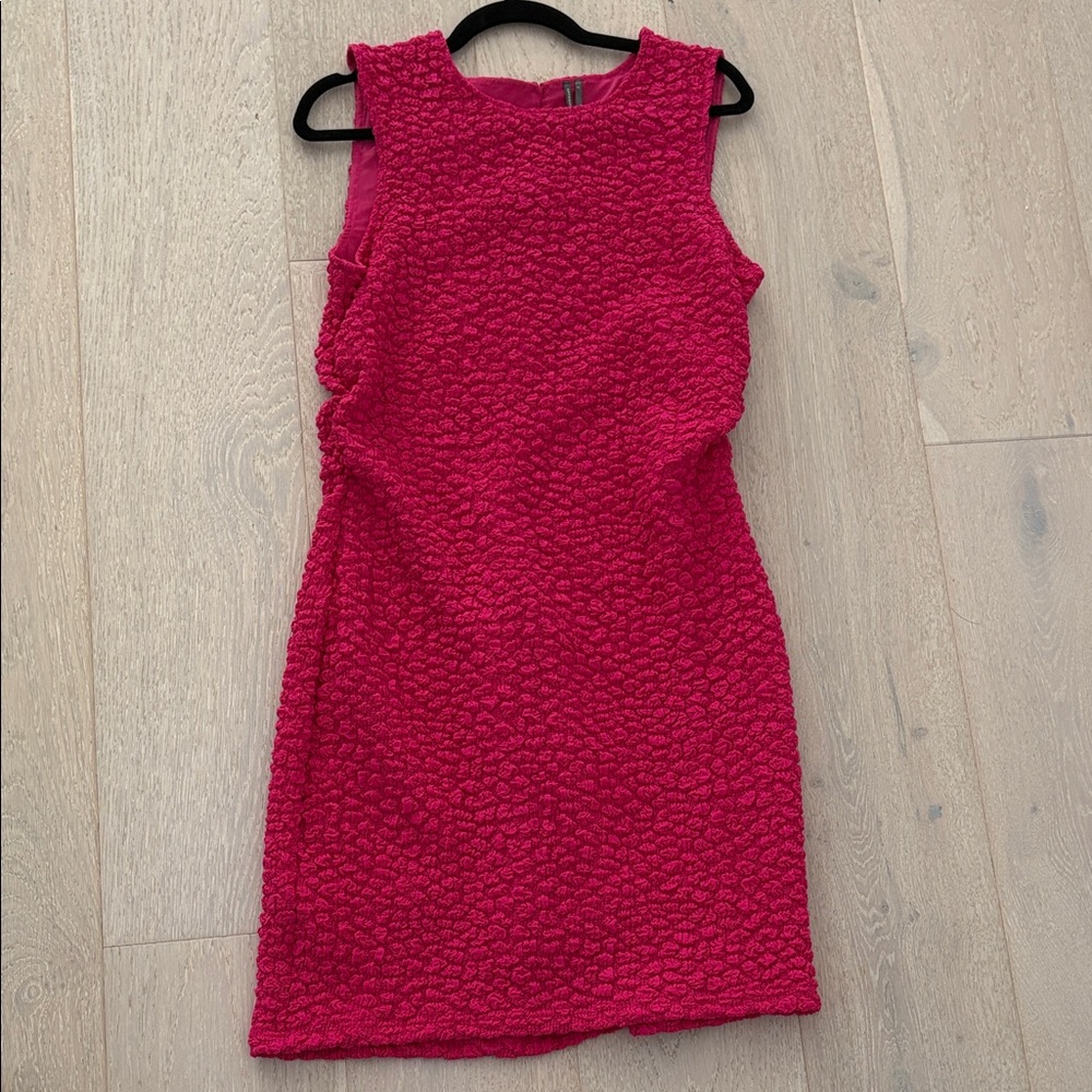 Anthropologie Hot Pink Textured Mini Sheath Dress